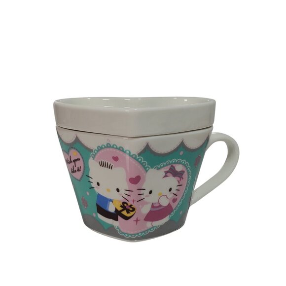 Vintage Sanrio Hello Kitty & Dear Daniel Valentine Heart Mugs with Lid/Dish 2011 - Picture 8 of 15